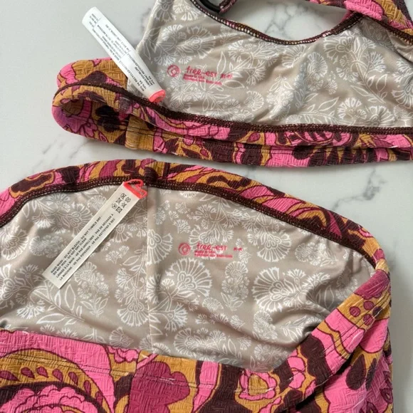Free People Farrah Printed Crop Top & Dixie Swim Shortie Bikini SET - Size XS/M - Picture 5 of 7